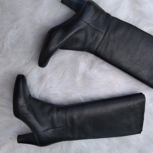 Prada Black Leather Knee Boots. Size 37.5
